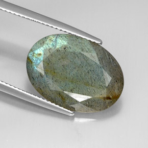 Labradorita Multicolor natural de 10.26 ct, Corte Óvalo, Opaco