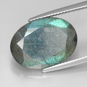 Labradorita Multicolor natural de 11.74 ct, Corte Óvalo, Opaco