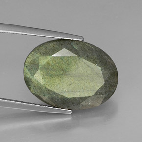Labradorita multicolor natural de 10,59 ct, corte óvalo, opaco