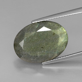 Labradorita multicolor natural de 10,59 ct, corte óvalo, opaco