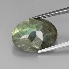 Labradorita multicolor natural de 10,59 ct, corte óvalo, opaco