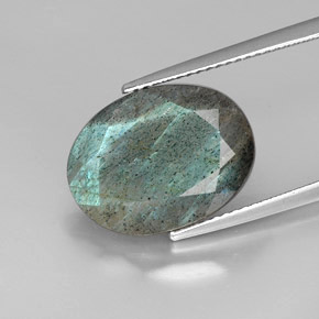 Labradorita multicolor natural de 9,69 ct, corte óvalo, opaco