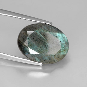 Labradorita multicolor natural de 9,69 ct, corte óvalo, opaco