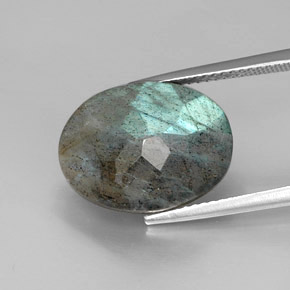 Labradorita multicolor natural de 9,69 ct, corte óvalo, opaco