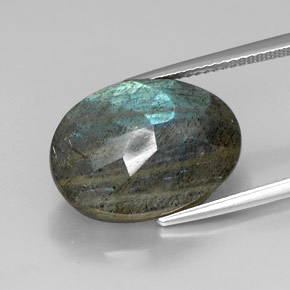 Labradorita multicolor natural de 13,24 ct, corte óvalo, opaco