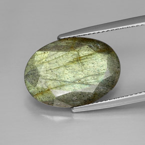 Labradorita Multicolor natural de 9.85 ct, Corte Óvalo, Opaco