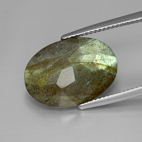 Labradorita Multicolor natural de 9.85 ct, Corte Óvalo, Opaco