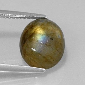 Labradorita multicolor natural de 3,60 ct, corte óvalo, opaco