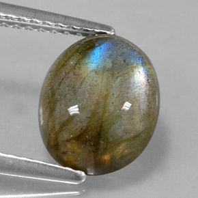 Labradorita multicolor natural de 2,98 ct, corte óvalo, opaco