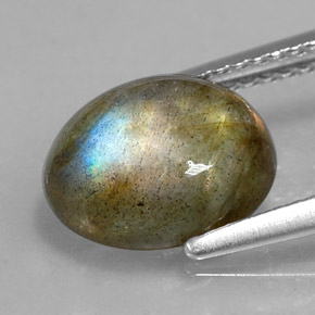 Labradorita multicolor natural de 2,98 ct, corte óvalo, opaco