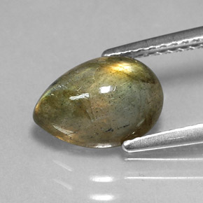 Labradorita multicolor natural de 2,09 ct, en forma de pera, translúcido
