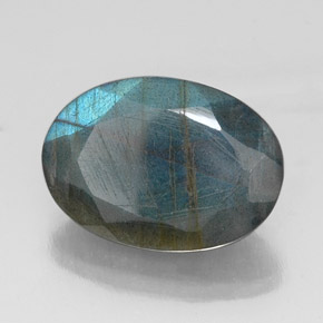 Labradorita multicolor natural de 10,88 ct, corte óvalo, translúcido