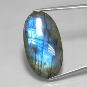 Labradorita multicolor natural de 32,75 ct, corte óvalo, translúcido