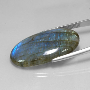 Labradorita multicolor natural de 32,75 ct, corte óvalo, translúcido