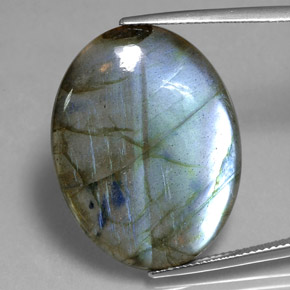 Labradorita multicolor natural de 28,90 ct, corte óvalo, translúcido