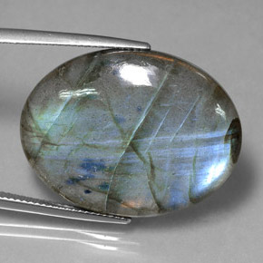 Labradorita multicolor natural de 28,90 ct, corte óvalo, translúcido