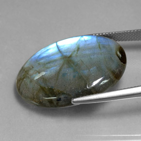 Labradorita multicolor natural de 28,90 ct, corte óvalo, translúcido