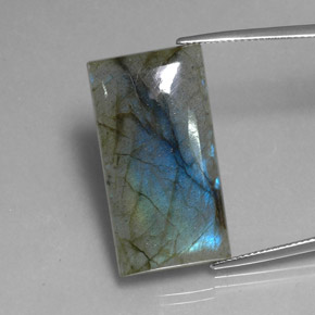 Labradorita multicolor natural de 29,27 ct, baguette, translúcido