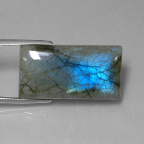 Labradorita multicolor natural de 29,27 ct, baguette, translúcido