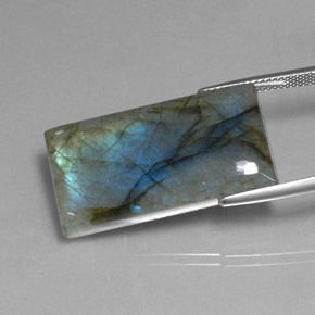 Labradorita multicolor natural de 29,27 ct, baguette, translúcido