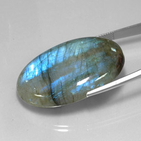 Labradorita multicolor natural de 81,11 ct, corte óvalo, translúcido