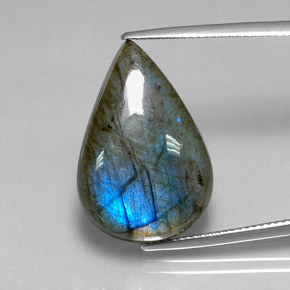 Labradorita multicolor natural de 18,23 ct, en forma de pera, translúcido