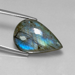 Labradorita multicolor natural de 18,23 ct, en forma de pera, translúcido