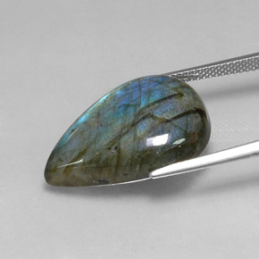 Labradorita multicolor natural de 18,23 ct, en forma de pera, translúcido