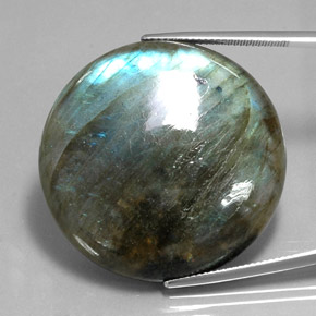 Labradorita multicolor natural de 80,70 ct, corte redondo, translúcido
