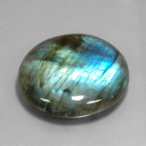 Labradorita multicolor natural de 80,70 ct, corte redondo, translúcido