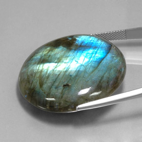 Labradorita multicolor natural de 80,70 ct, corte redondo, translúcido