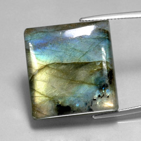 Labradorita Multicolor natural de 44.79 ct, Cuadrado, Translúcido