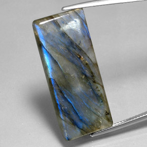 Labradorita multicolor natural de 22,45 ct, baguette, translúcido