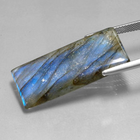 Labradorita multicolor natural de 22,45 ct, baguette, translúcido