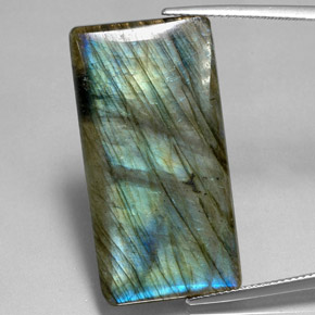 Labradorita multicolor natural de 29,87 ct, baguette, translúcido