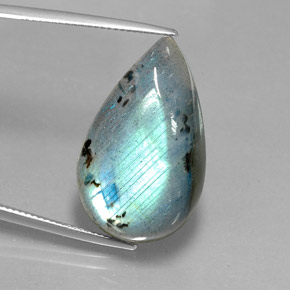 Labradorita multicolor natural de 28,52 ct, en forma de pera, opaco