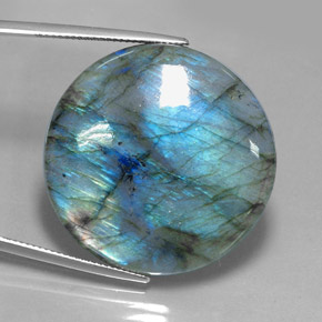 Labradorita multicolor natural de 56,71 ct, corte redondo, translúcido