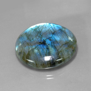 Labradorita multicolor natural de 56,71 ct, corte redondo, translúcido
