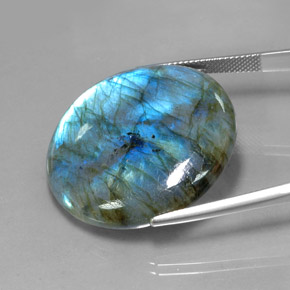 Labradorita multicolor natural de 56,71 ct, corte redondo, translúcido