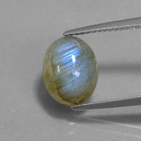 Labradorita multicolor natural de 2,62 ct, corte óvalo, translúcido