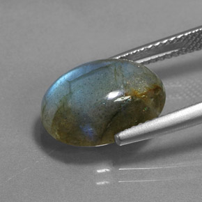 Labradorita Multicolor natural de 6.39 ct, Corte Óvalo, Translúcido