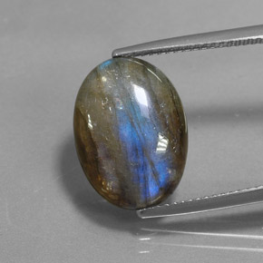 Labradorita multicolor natural de 6,83 ct, corte óvalo, translúcido