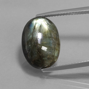 Labradorita multicolor natural de 7,29 ct, corte óvalo, opaco