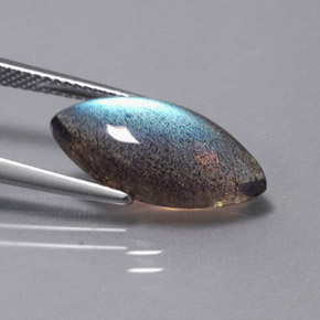 Labradorita multicolor natural de 5,19 ct, transparente, transparente / translúcido