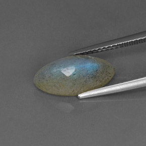 Labradorita Brillo azul grisáceo natural de 3.06 ct, Transparente, Transparente / Translúcido