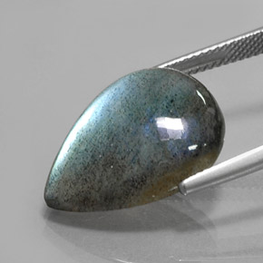 Labradorita Multicolor natural de 12.79 ct, En forma de pera, Translúcido