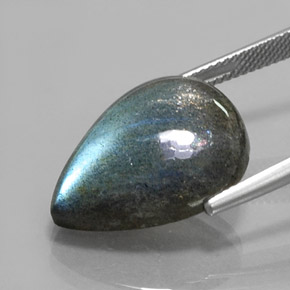 Labradorita multicolor natural de 14,88 ct, en forma de pera, translúcido