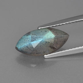 Labradorita gris con brillo azul natural de 2,82 ct, transparente, transparente / translúcido