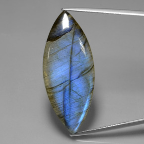 Labradorita azul natural de 36,89 ct, marquesa, transparente