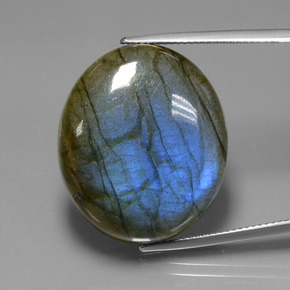 Labradorita azul natural de 39,42 ct, corte óvalo, transparente